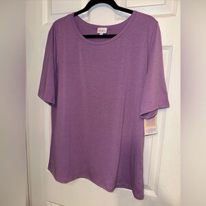 NWT Lularoe Womens Sz 3XL Short Sleeve T Shirt Light Purple Poly Spandex Stretch